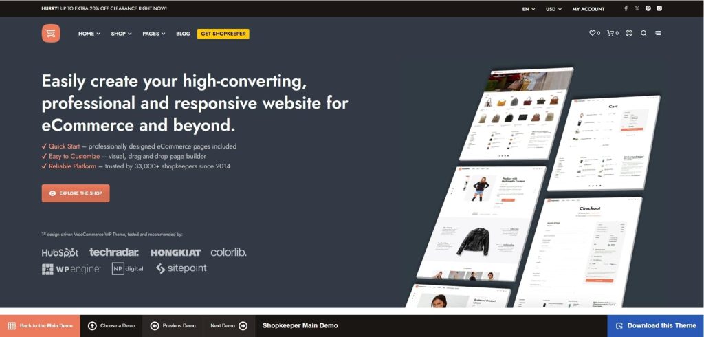 Best WordPress Themes for E-Commerce Shopkeeper