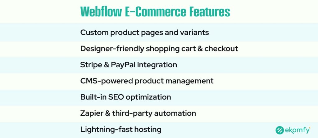 Webflow Ecommerce Features